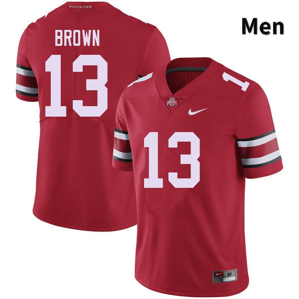 Ohio State Buckeyes Kaleb Brown Men's #13 Red Authentic Stitched College Football Jersey